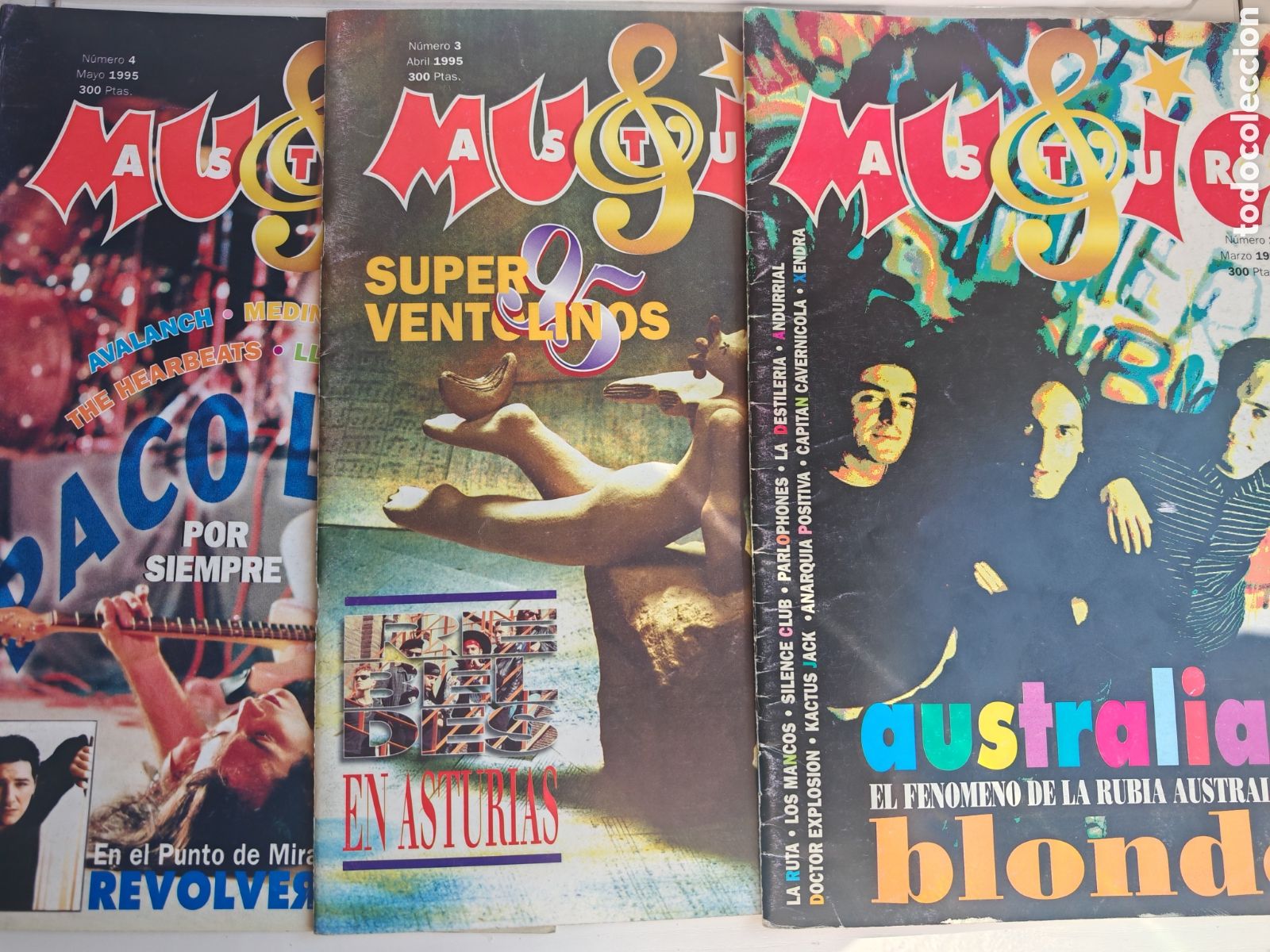 Otros art&iacute;culos de coleccionismo en papel: Lote 3 revistas Astur Music N&ordm; 2,N&ordm; 3 N&ordm; 4 a&ntilde;o 1995 Rock y Folk asturiano