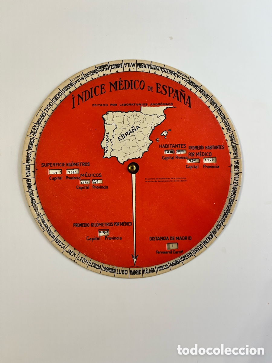 Collectionnisme Papier divers: DISCO giratorio - Indice M&eacute;dico de Espa&ntilde;a - Laboratorios Andr&oacute;maco