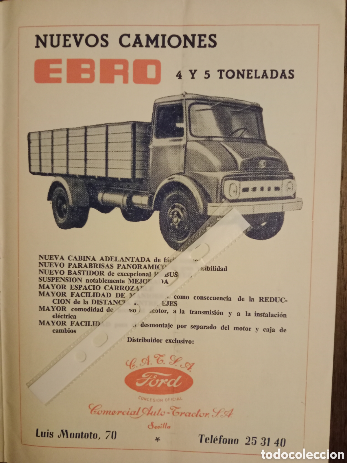 Otros art&iacute;culos de coleccionismo en papel: Publicidad cami&oacute;n Ebro de 1965