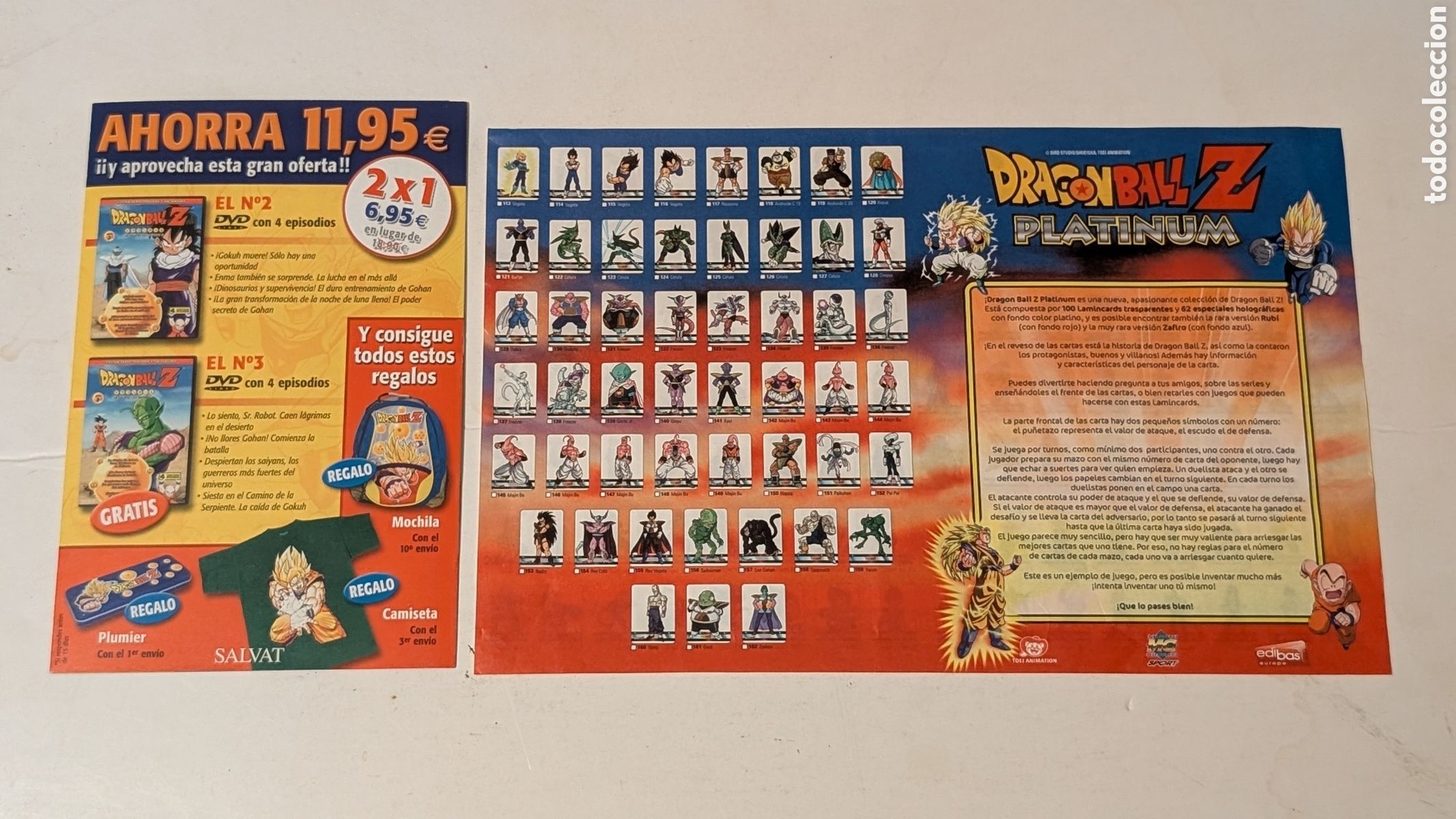 Otros art&iacute;culos de coleccionismo en papel: Publicidad Dragon Ball Z, check list Cards PLATINUM. Publicidad Salvat