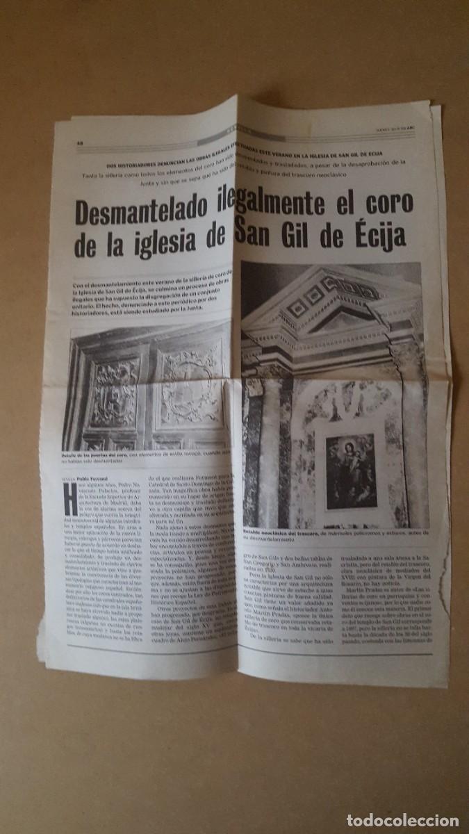 Sammelleidenschaft Andere Papierartikel: Antiguo recorte de peri&oacute;dico, noticias de &Eacute;cija. Coro de la iglesia de San Gil. A&ntilde;o 1999