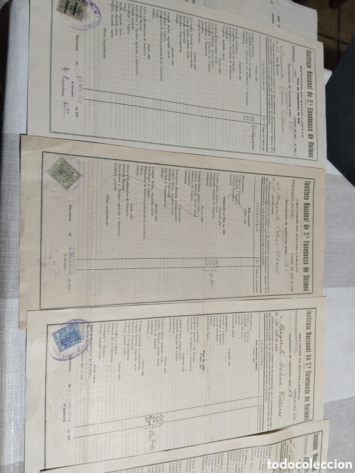 Otros art&iacute;culos de coleccionismo en papel: Calificaci&oacute;n escolar de Margarita Celma Villares cursos 1931-1936