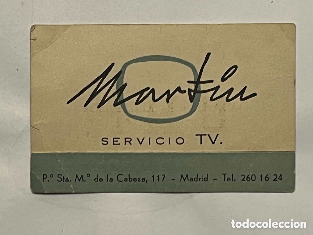 Otros art&iacute;culos de coleccionismo en papel: MADRID Tarjeta comercial MARTIN Servicio TV. UHF Adaptar&aacute; en su Televisor el Segundo Canal (a.1965)