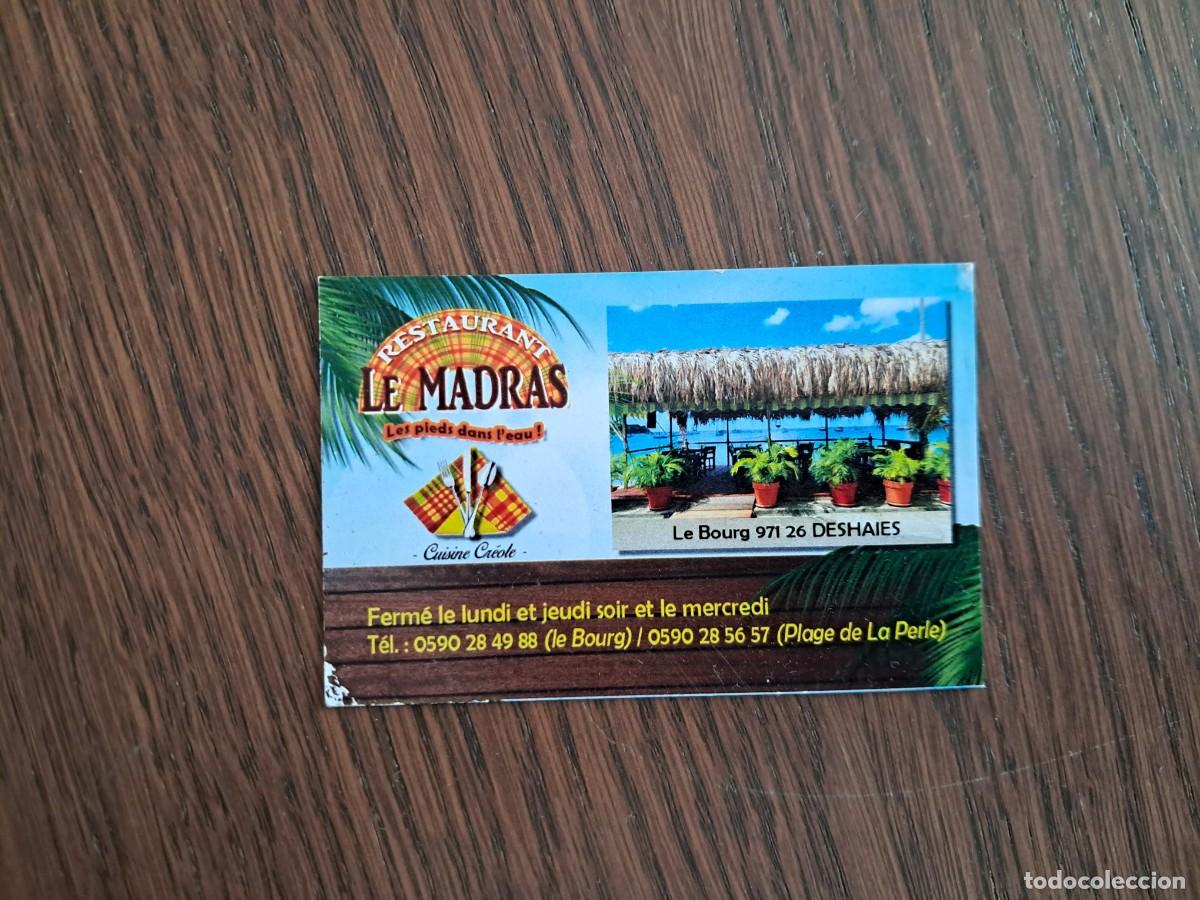 Altri oggetti di carta: tarjeta de visita de publicidad, restaurant Le Madras, Le Bourg, Francia.