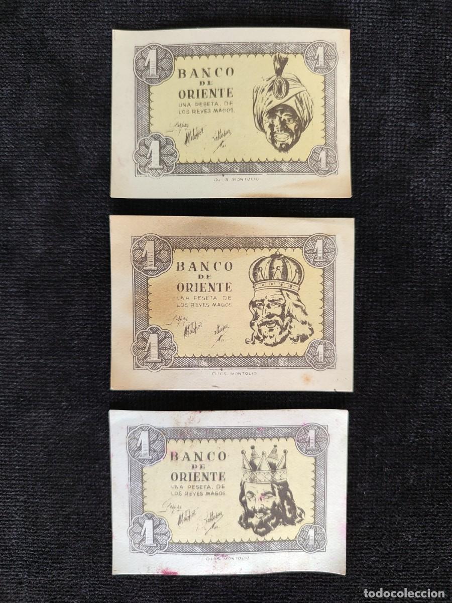 Otros art&iacute;culos de coleccionismo en papel: LOTE DE 3 BILLETES DIFERENTES DE 1 PESETA. BANCO DE ORIENTE, REYES MAGOS (2)