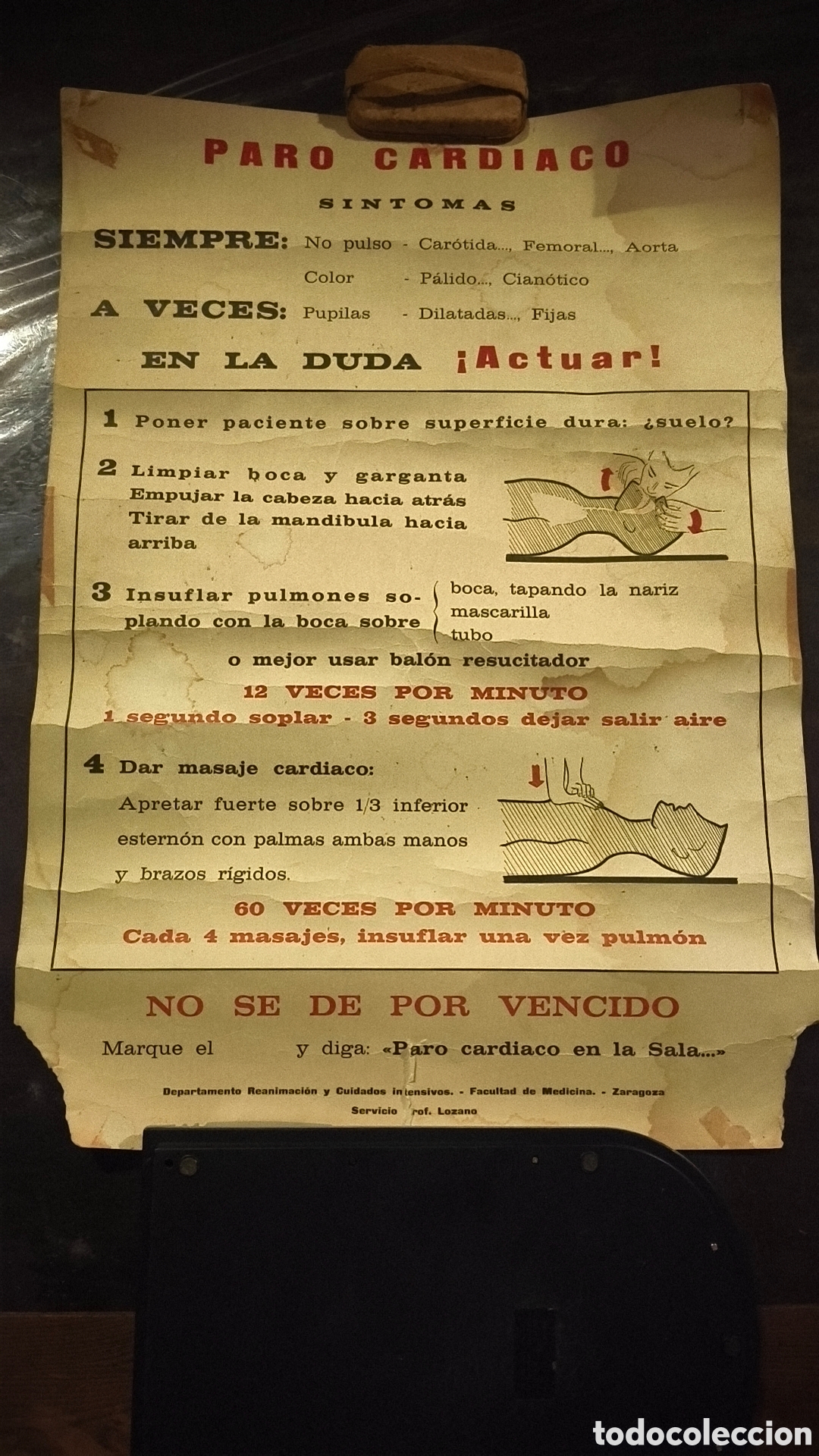Otros art&iacute;culos de coleccionismo en papel: Antiguo cartel auxilio hospital facultad medicina Zaragoza