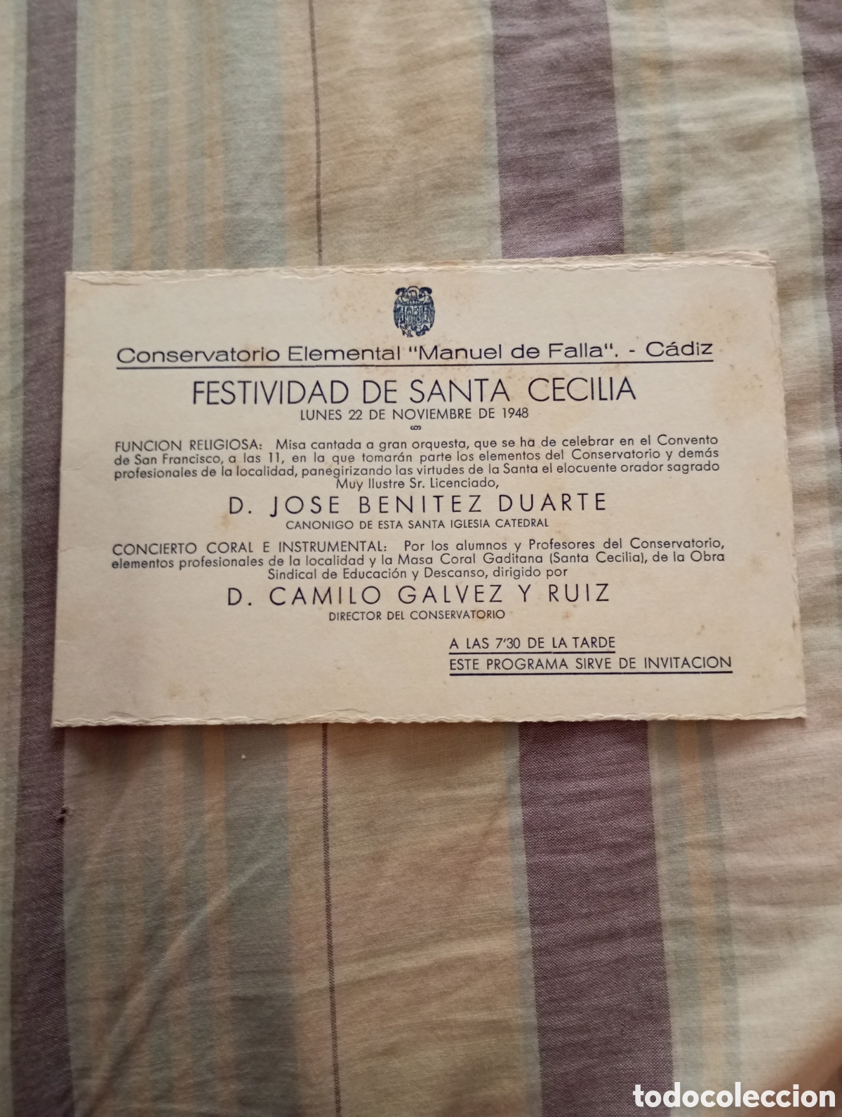 Otros art&iacute;culos de coleccionismo en papel: C&aacute;diz Programa d&iacute;ptico En cart&oacute;n conservatorio Manuel de falla concierto dirigido por don c.galvez