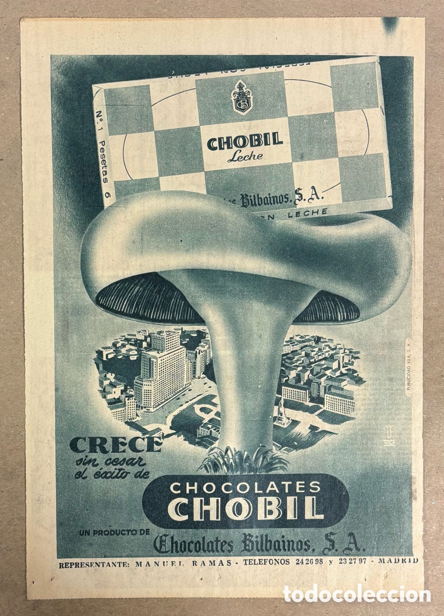 Otros art&iacute;culos de coleccionismo en papel: CHOCOLATES CHOBIL CHOCOLATES BILBA&Iacute;NOS. ANUNCIO PUBLICITARIO PERI&Oacute;DICO ABC A&Ntilde;OS 1958
