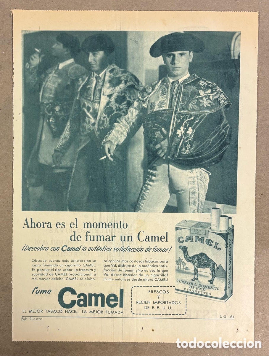 Otros art&iacute;culos de coleccionismo en papel: CIGARRILLOS CAMEL. ANUNCIO PUBLICITARIO PERI&Oacute;DICO ABC A&Ntilde;O 1961. .