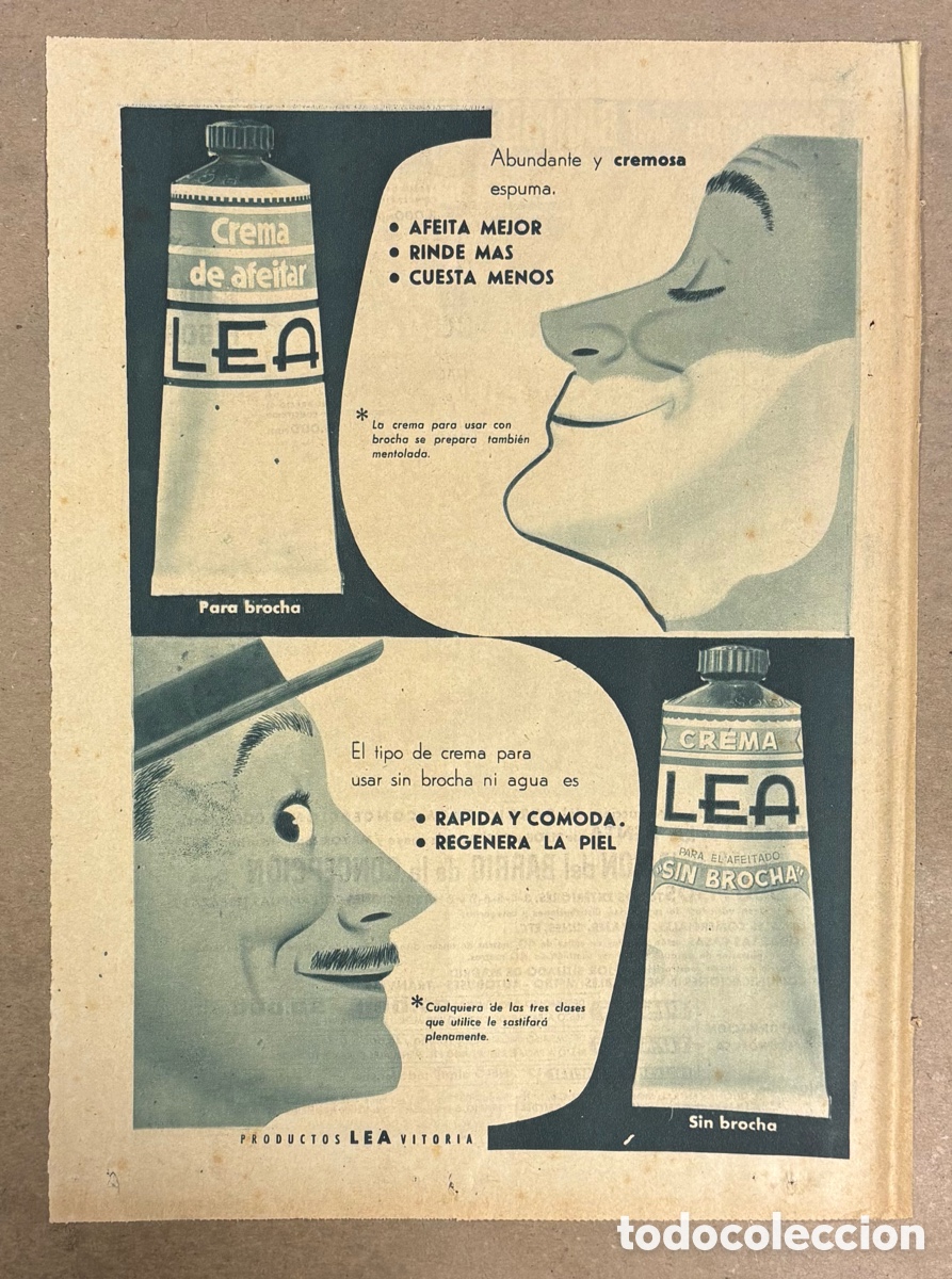 Otros art&iacute;culos de coleccionismo en papel: CREMA DE AFEITAR LEA. ANUNCIO PUBLICITARIO PERI&Oacute;DICO ABC A&Ntilde;O 1958.