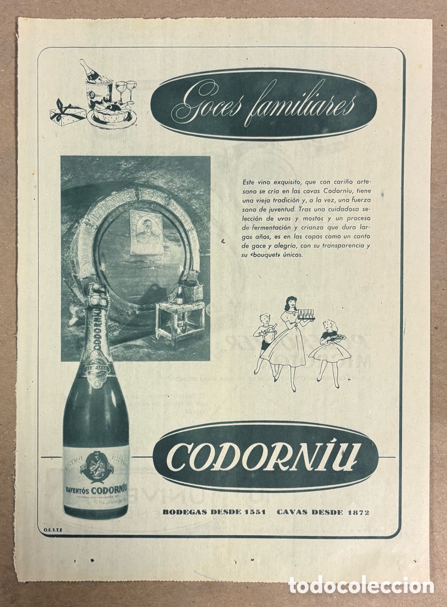 Otros art&iacute;culos de coleccionismo en papel: CAVA CODORN&Iacute;U. ANUNCIO PUBLICITARIO PERI&Oacute;DICO ABC A&Ntilde;O 1958.