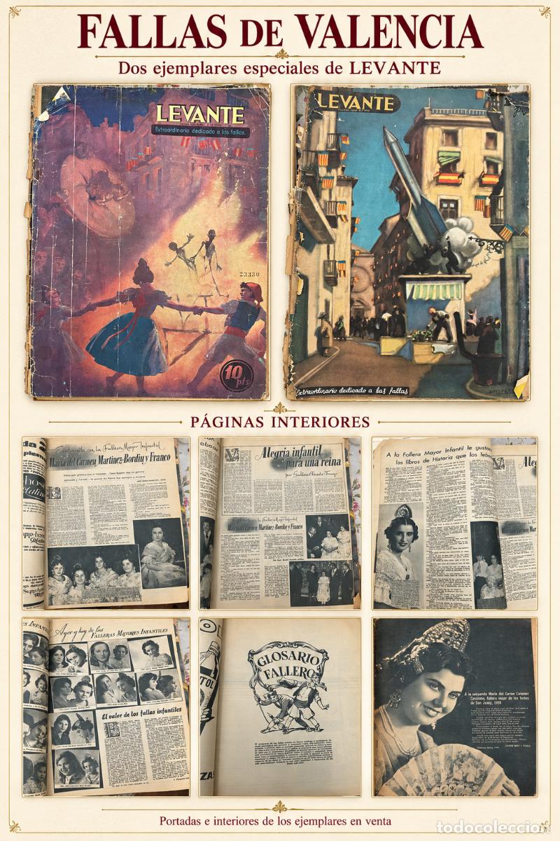 Otros art&iacute;culos de coleccionismo en papel: Lote de dos ejemplares de LEVANTE 1952 &mdash; Especiales dedicados a las Fallas de Valencia