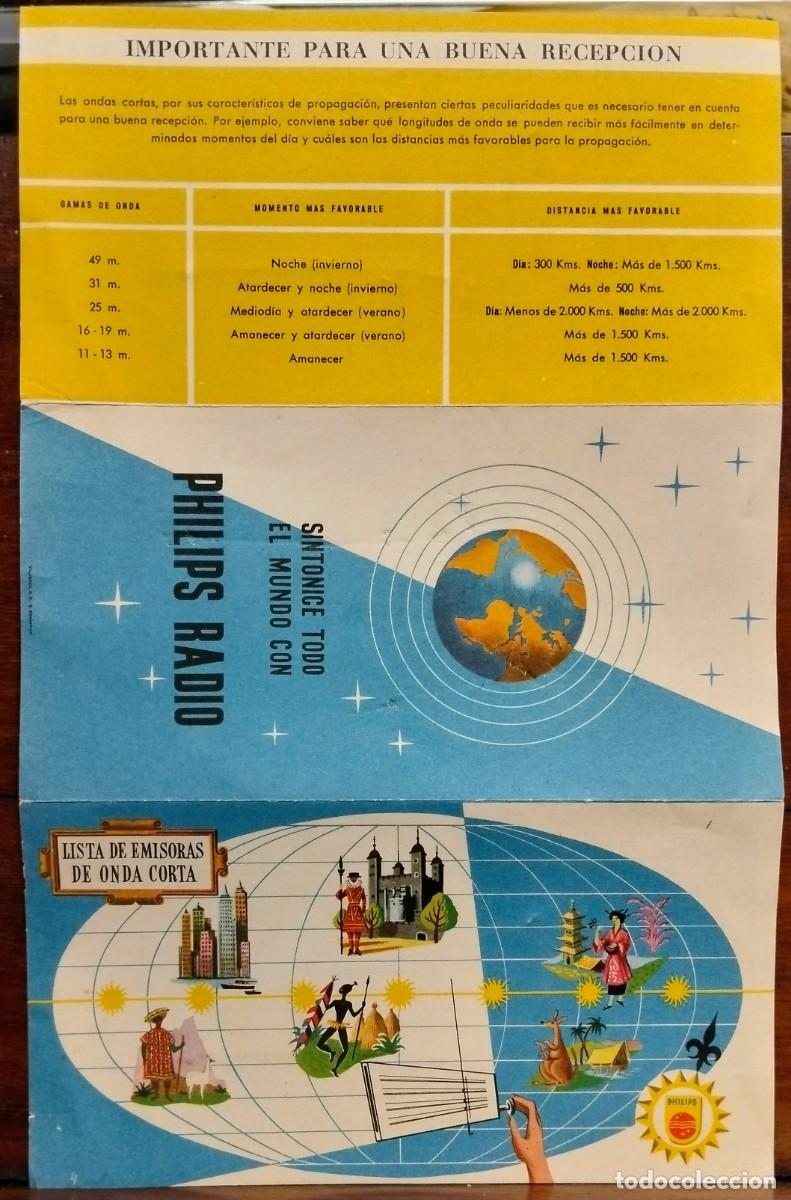 Otros art&iacute;culos de coleccionismo en papel: PHILIPS RADIO, Lista de emisoras de onda corta - A&Ntilde;OS 50/60 - Tr&Iacute;ptico publicitario -
