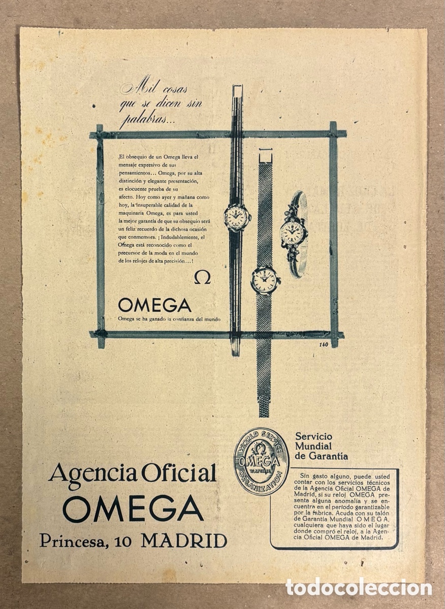 Collectionnisme Papier divers: RELOJ OMEGA SAPPHETTE. ANUNCIO PUBLICITARIO PERI&Oacute;DICO ABC A&Ntilde;O 1958