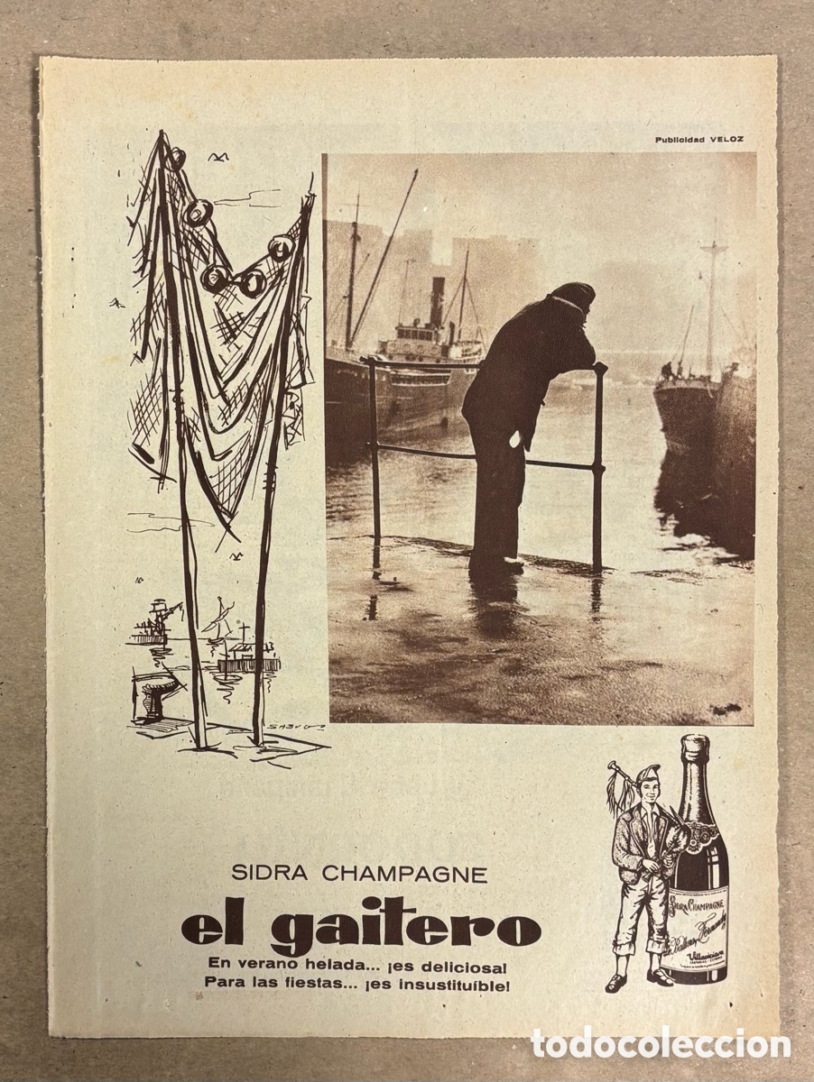 Otros art&iacute;culos de coleccionismo en papel: SIDRA CHAMPAGNE EL GAITERO. ANUNCIO PUBLICITARIO PERI&Oacute;DICO ABC A&Ntilde;O 1960