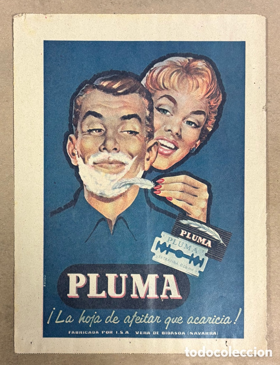 Otros art&iacute;culos de coleccionismo en papel: HOJA DE AFEITAR PLUMA. ANUNCIO PUBLICITARIO PERI&Oacute;DICO ABC A&Ntilde;O 1956