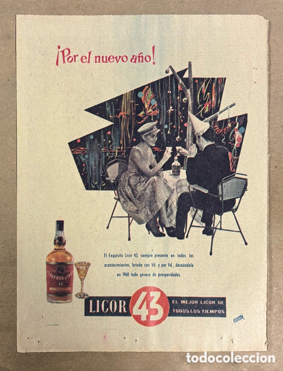 Otros art&iacute;culos de coleccionismo en papel: LICOR 43. ANUNCIO PUBLICITARIO PERI&Oacute;DICO ABC A&Ntilde;O 1959.
