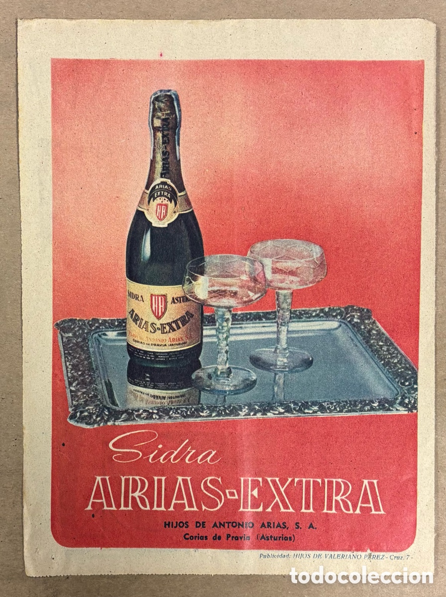Otros art&iacute;culos de coleccionismo en papel: SIDRA ARIAS EXTRA. ANUNCIO PUBLICITARIO PERI&Oacute;DICO ABC A&Ntilde;O 1957.