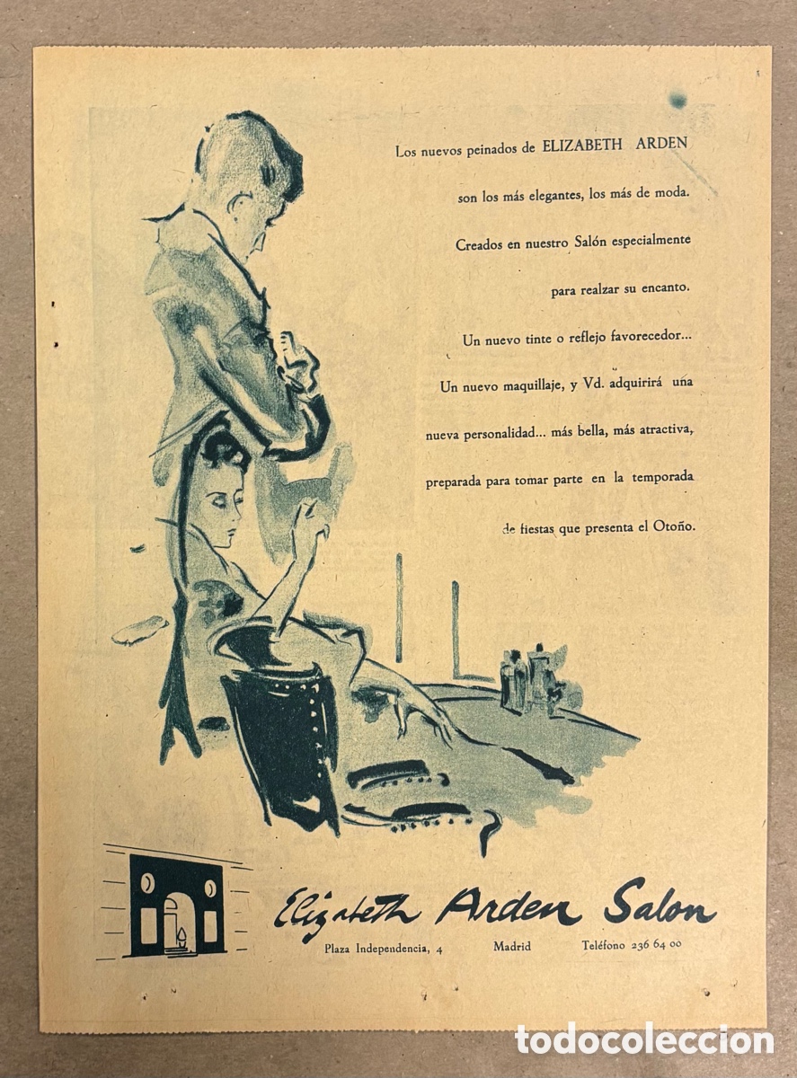 Paper Collecting Others: COSM&Eacute;TICOS ELIZABETH ARDEN SALON. ANUNCIO PUBLICITARIO PERI&Oacute;DICO ABC A&Ntilde;O 1957.