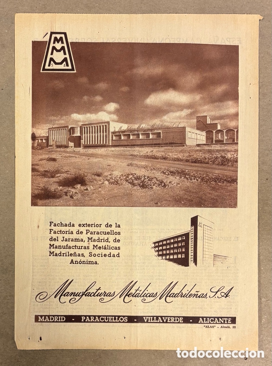 Otros art&iacute;culos de coleccionismo en papel: MANUFACTURAS MET&Aacute;LICAS MADRILE&Ntilde;AS. ANUNCIO PUBLICITARIO PERI&Oacute;DICO ABC A&Ntilde;O 1955. FACTOR&Iacute;A PARACUELLOS
