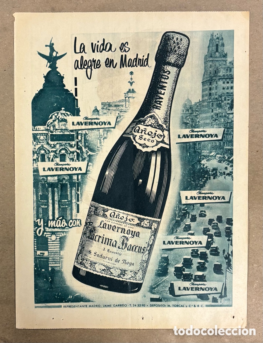 Otros art&iacute;culos de coleccionismo en papel: CHAMPAN LAVERNOYA LACRIMA BACCUS. ANUNCIO PUBLICITARIO PERI&Oacute;DICO ABC A&Ntilde;O 1954.