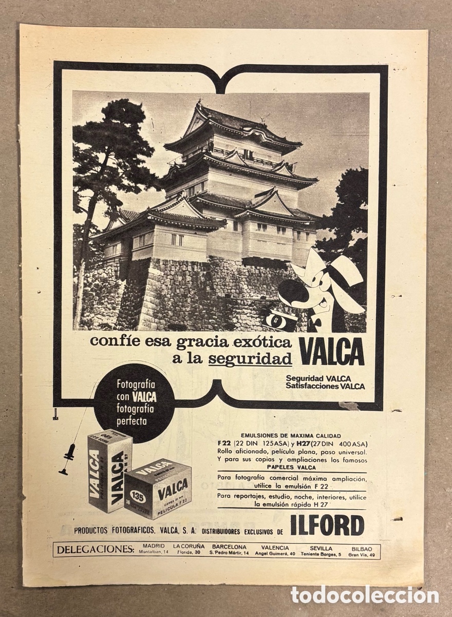 Otros art&iacute;culos de coleccionismo en papel: PEL&Iacute;CULAS FOTOGR&Aacute;FICAS VALCA. ANUNCIO PUBLICITARIO PERI&Oacute;DICO ABC A&Ntilde;O 1965.