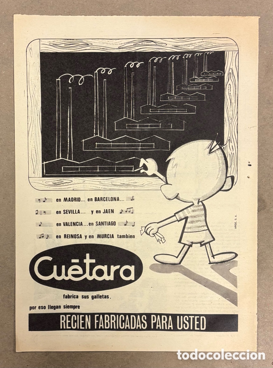 Otros art&iacute;culos de coleccionismo en papel: GALLETAS CU&Eacute;TARA. ANUNCIO PUBLICITARIO PERI&Oacute;DICO ABC A&Ntilde;O 1959..