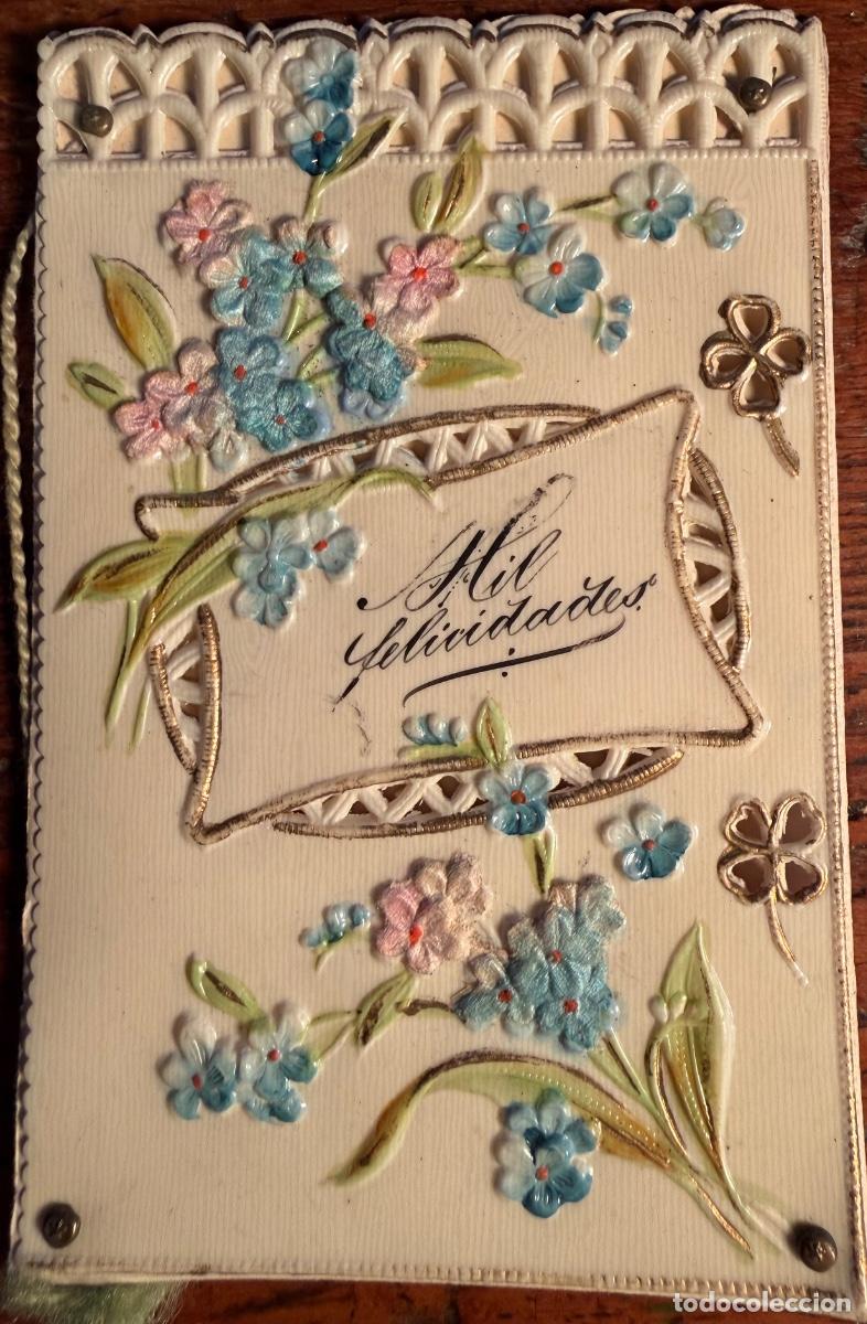 Otros art&iacute;culos de coleccionismo en papel: FELICITACION CARTON TROQUELADO MIL FELICIDADES MODERNISTA