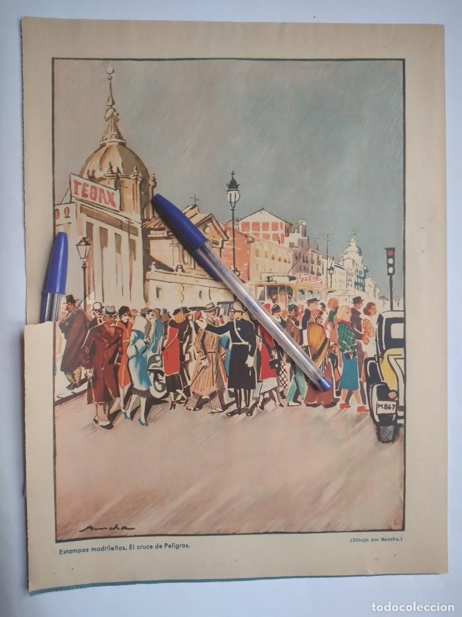 Otros art&iacute;culos de coleccionismo en papel: MADRID ESCENAS MADRILE&Ntilde;AS EL CRUCE DE PELIGROS DIBUJO DE SANCHA HOJA DE PRENSA A&Ntilde;O 1935