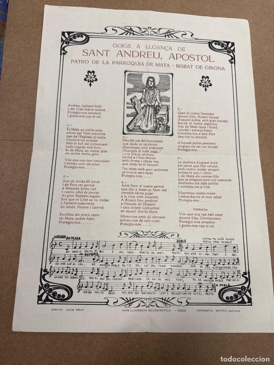 Otros art&iacute;culos de coleccionismo en papel: GOIGS EN LLOAN&Ccedil;A DE SANT ANDREU APOSTOL. GOIGS - GOZOS