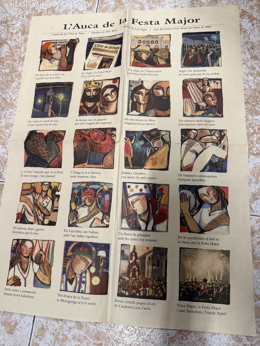 Otros art&iacute;culos de coleccionismo en papel: AUCA DE LA FESTA MAJOR DE SITGES Lali Veges/Pilar Mena. AUCA O ALELUYA 55x40cms