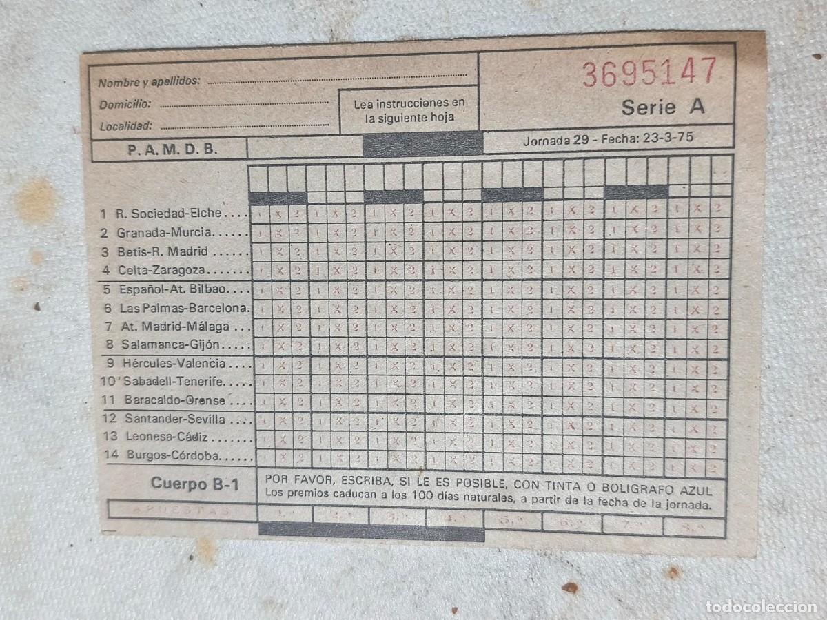 Otros art&iacute;culos de coleccionismo en papel: quiniela antigua del 75