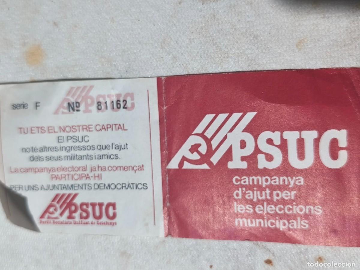 Otros art&iacute;culos de coleccionismo en papel: boleto de loteria del psuc