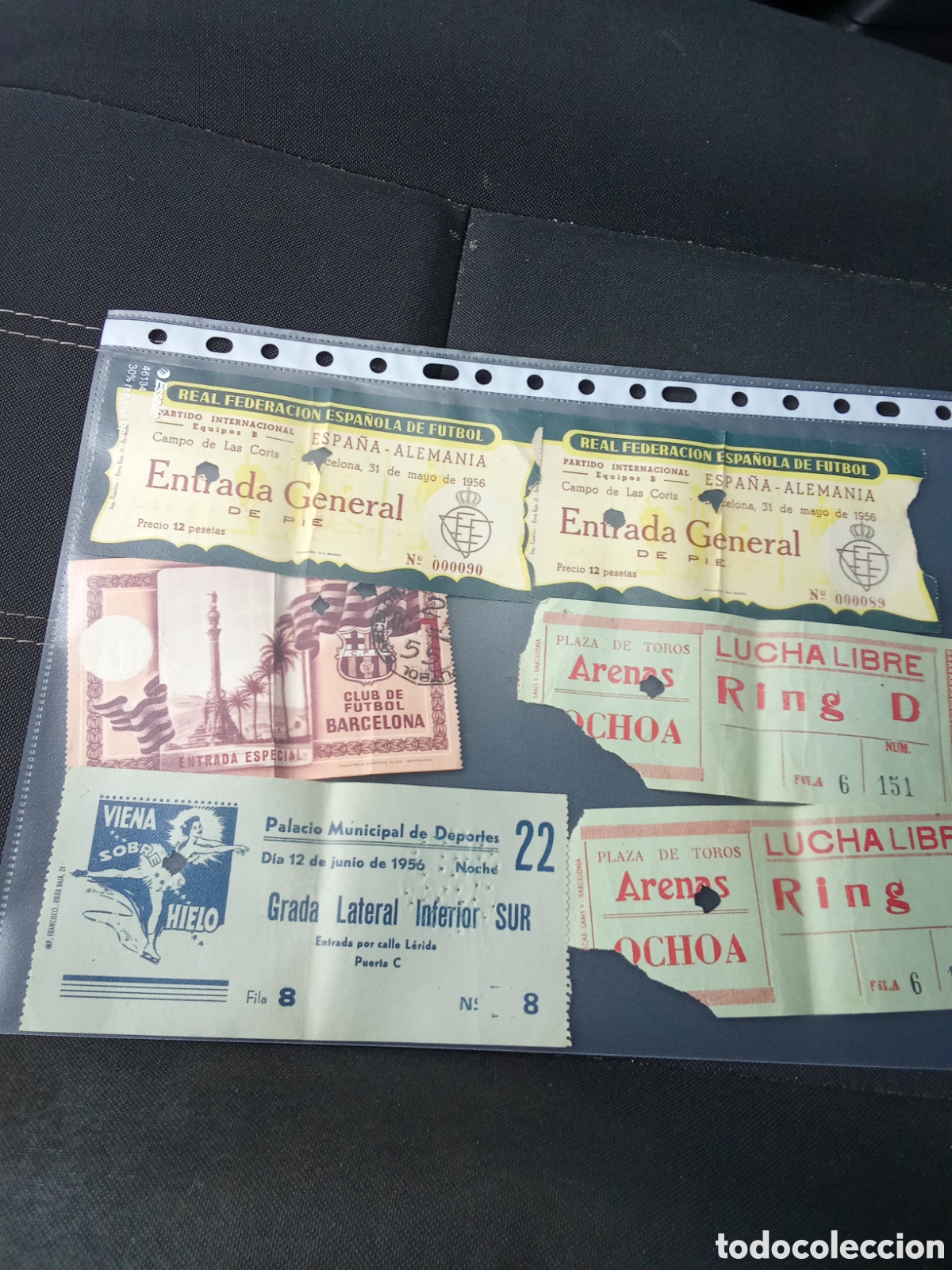 Otros art&iacute;culos de coleccionismo en papel: Entradas eventos 1955-56