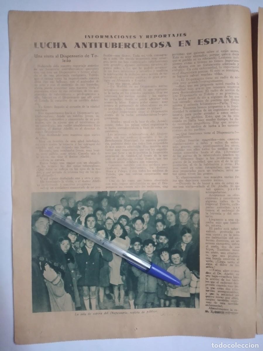 Otros art&iacute;culos de coleccionismo en papel: TOLEDO DISPENSARIO ANTITUBERCULOSO DIRECTOR DOCTOR ABELLO REPORTAJE DOS P&Aacute;GINAS DE PRENSA A&Ntilde;O 1935