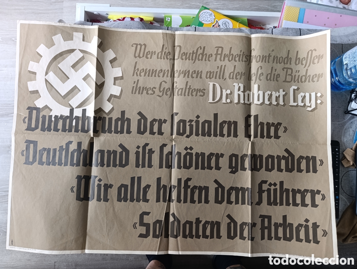 Otros art&iacute;culos de coleccionismo en papel: Cartel Propaganda DAF Dr. Robert Ley - Frente Alem&aacute;n del Trabajo - Editorial Verlag DAF Berl&iacute;n - Ori
