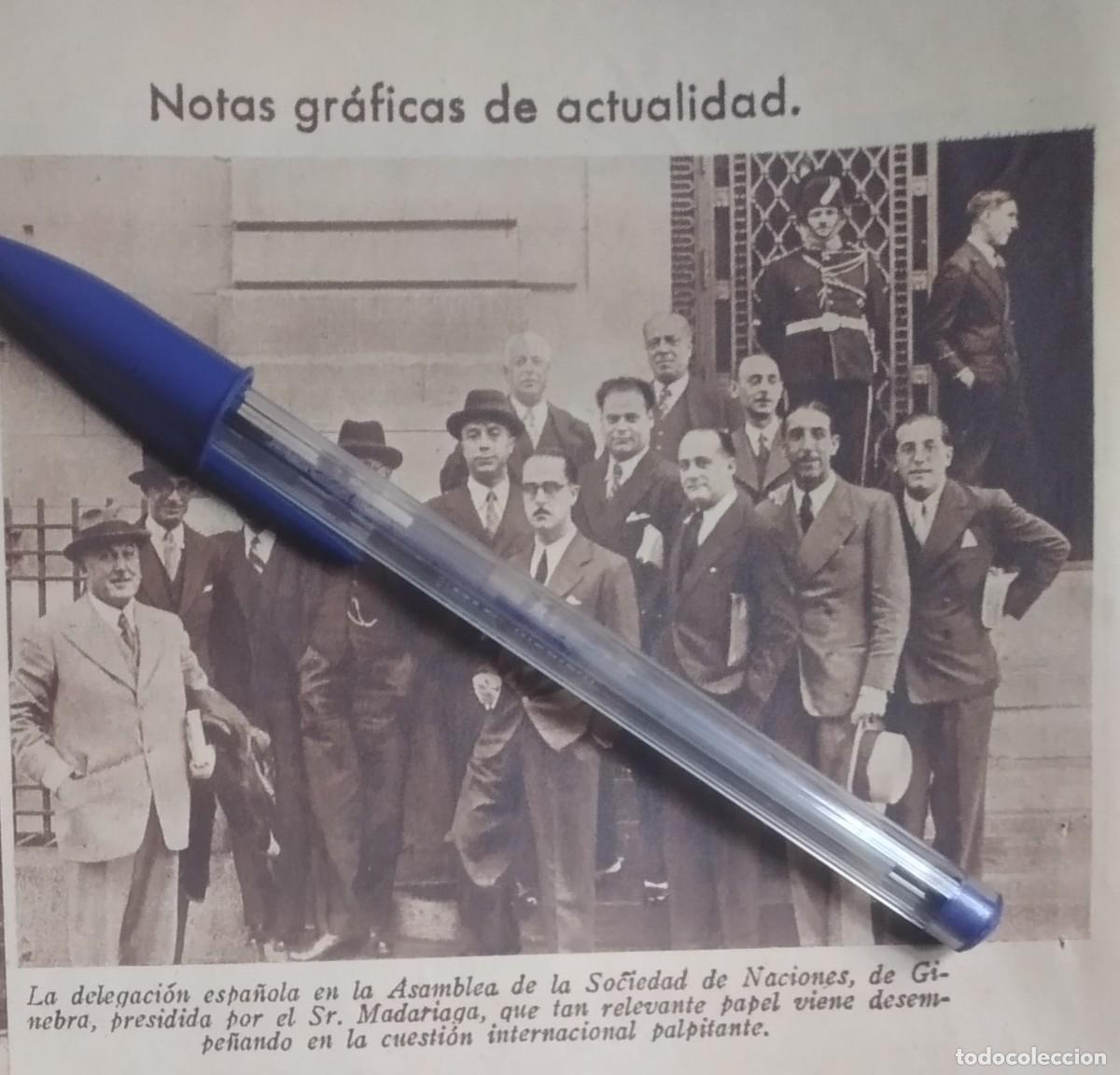 Otros art&iacute;culos de coleccionismo en papel: SALVADOR DE MADARIAGA ROJO DELEGACI&Oacute;N ESPA&Ntilde;OLA ASAMBLEA SOCIEDAD NACIONES GINEBRA RECORTE 1935