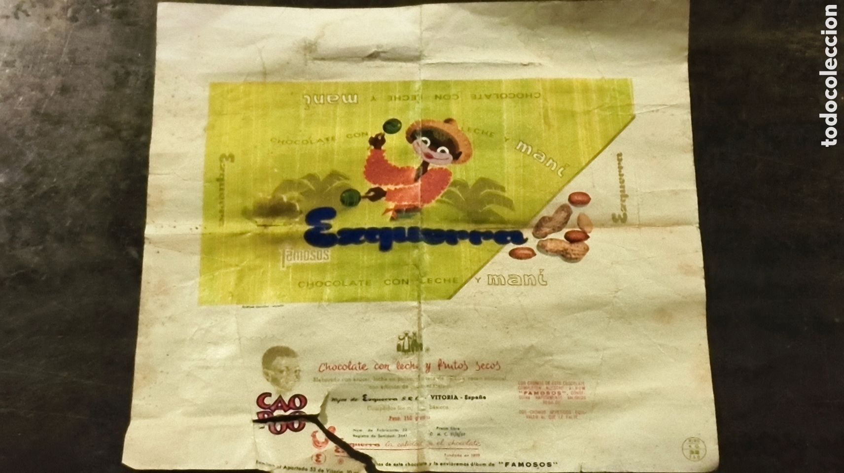 Otros art&iacute;culos de coleccionismo en papel: Antiguo envoltorio de chocolate Ezquerra Vitoria pais Vasco