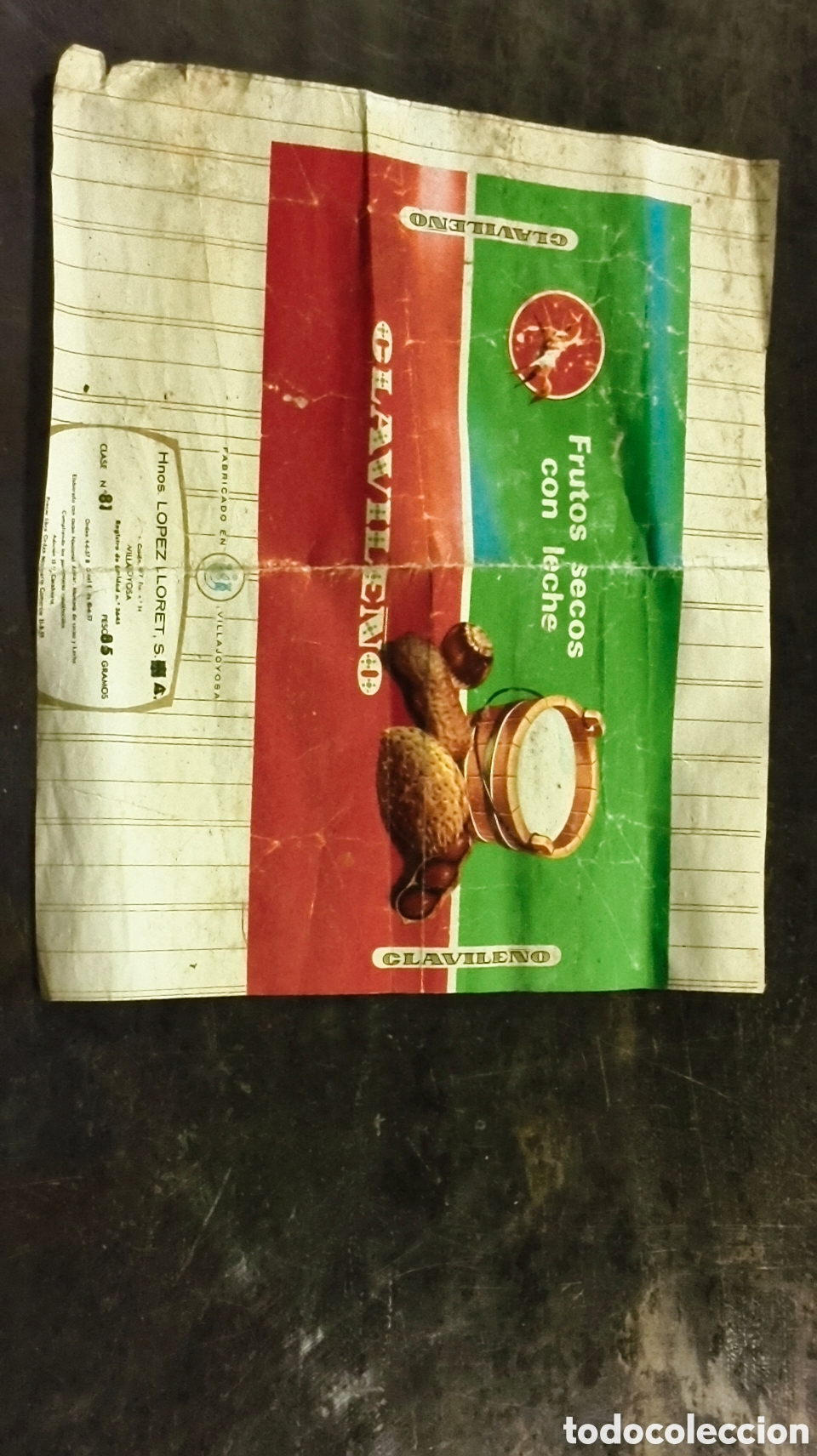Otros art&iacute;culos de coleccionismo en papel: Antiguo envoltorio de chocolate clavile&ntilde;o Villajoyosa alicante