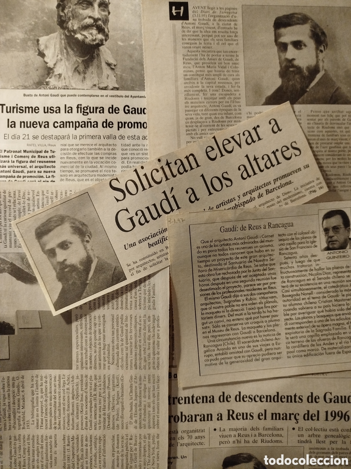 Otros art&iacute;culos de coleccionismo en papel: Lote 12 recortes de diarios sobre Gaud&iacute;