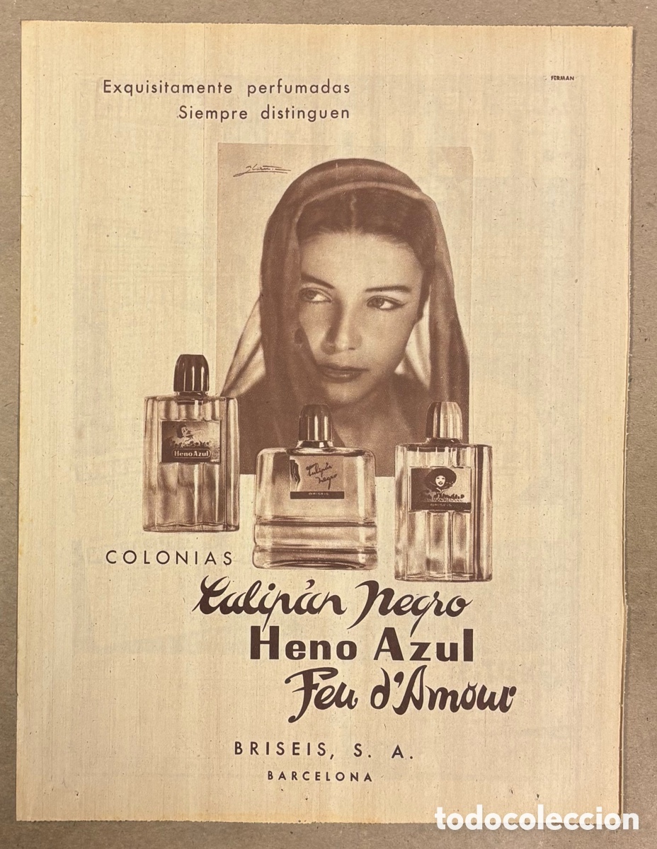 Otros art&iacute;culos de coleccionismo en papel: COLONIAS TULIP&Aacute;N NEGRO - HENO AZUL - FEU D&rsquo;AMOUR. ANUNCIO PUBLICITARIO PERI&Oacute;DICO ABC A&Ntilde;O 1958