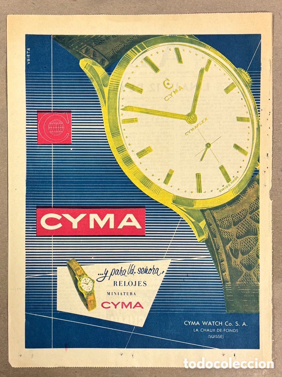 Otros art&iacute;culos de coleccionismo en papel: RELOJES MINIATURA CYMA. ANUNCIO PUBLICITARIO PERI&Oacute;DICO ABC A&Ntilde;O 1958.