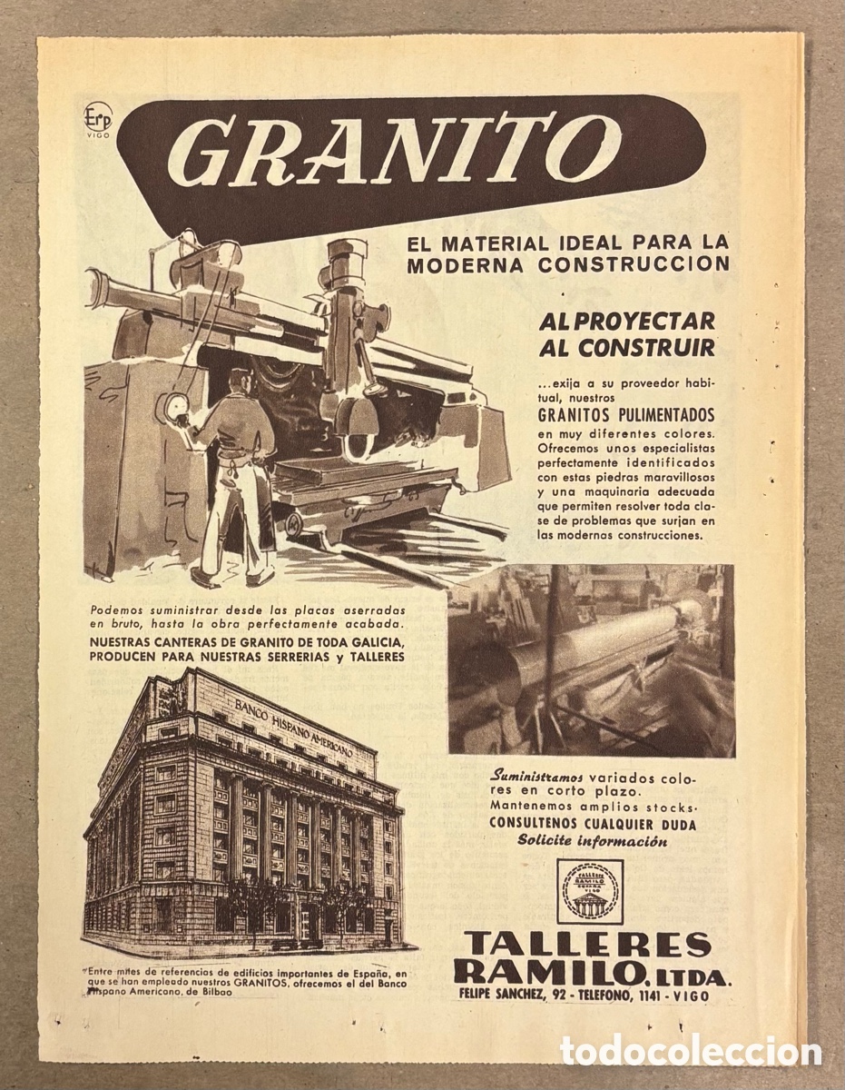 Otros art&iacute;culos de coleccionismo en papel: TALLERES RAMILO (VIGO). ANUNCIO PUBLICITARIO PERI&Oacute;DICO ABC A&Ntilde;O 1956
