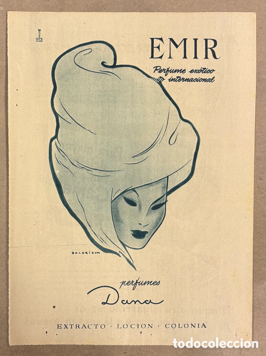 Otros art&iacute;culos de coleccionismo en papel: PERFUME EMIR. ANUNCIO PUBLICITARIO PERI&Oacute;DICO ABC A&Ntilde;O 1956. PERFUMES DANA.