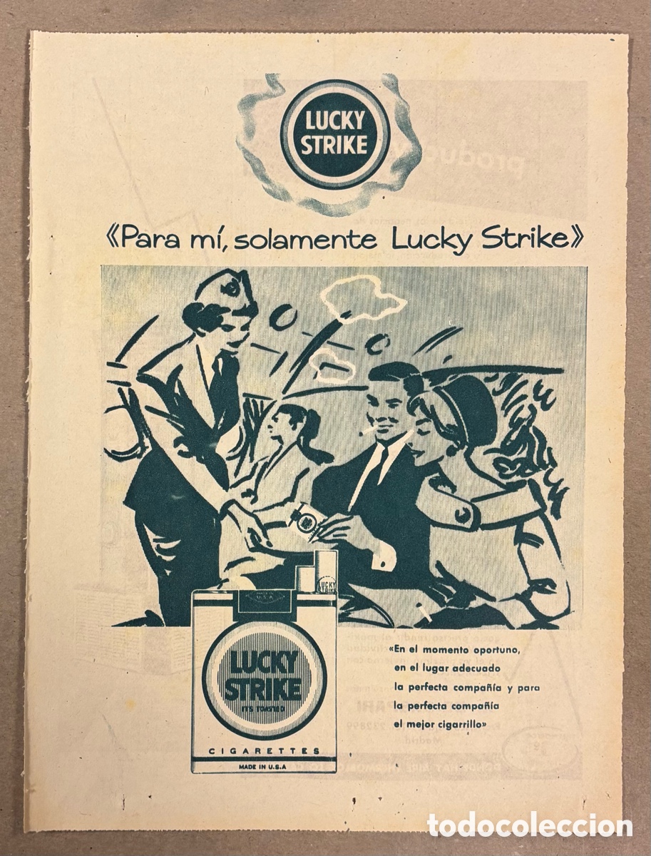 Otros art&iacute;culos de coleccionismo en papel: CIGARRILLOS LUCKY STRIKE. ANUNCIO PUBLICITARIO PERI&Oacute;DICO ABC A&Ntilde;O 1960.