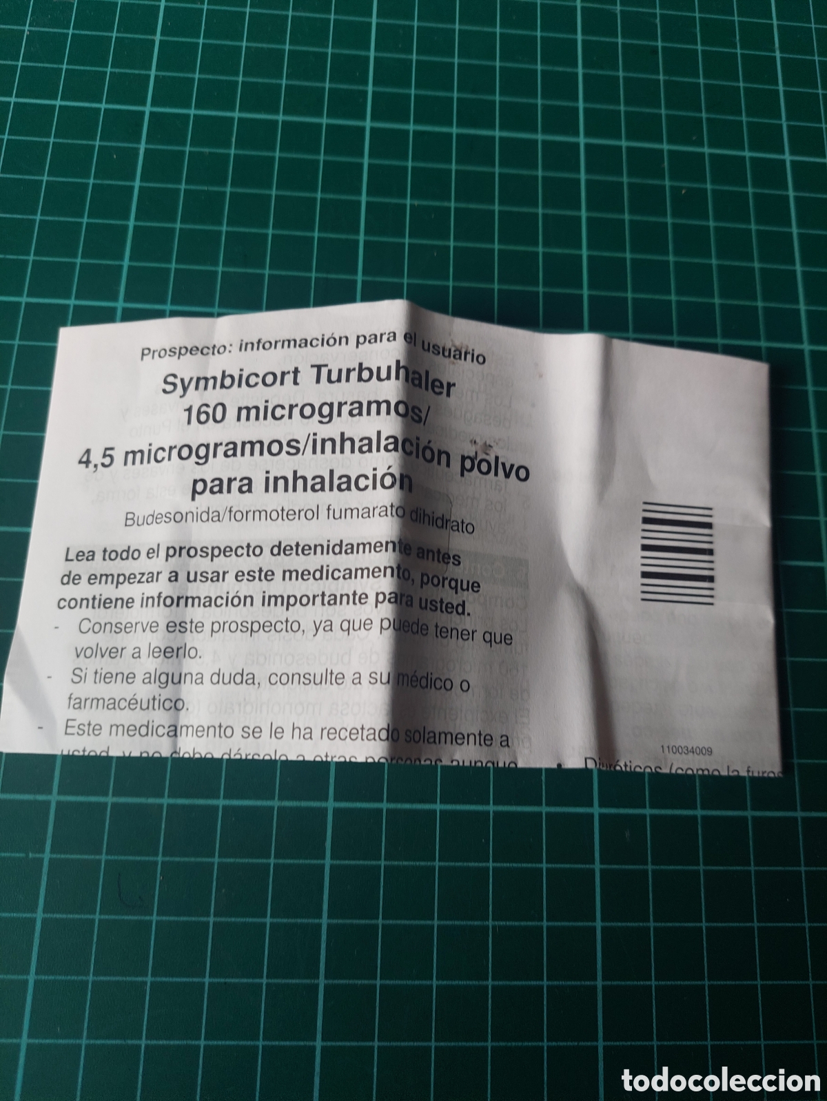 Otros art&iacute;culos de coleccionismo en papel: SYMBICORT TURBUHALER PR&Oacute;SPETO MEDICAMENTOS