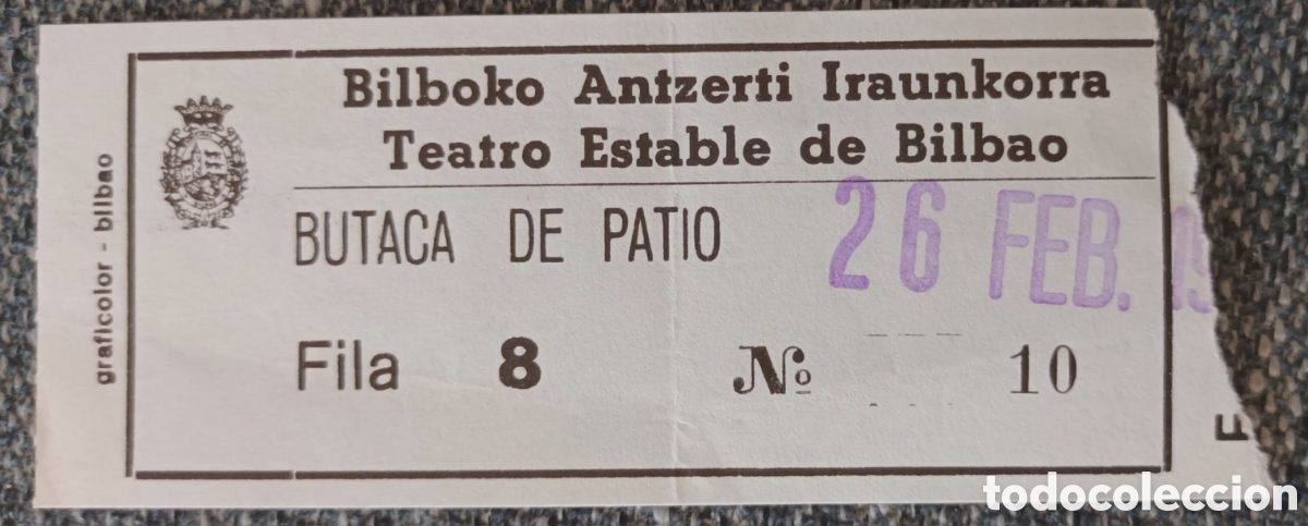 Otros art&iacute;culos de coleccionismo en papel: SARRERA-ENTRADA TEATRO ESTABLE DE BILBAO