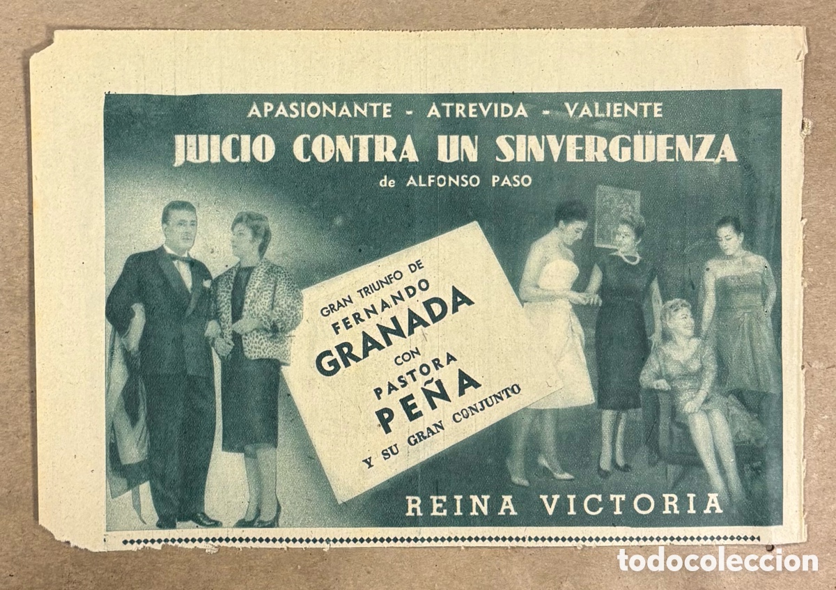 Otros art&iacute;culos de coleccionismo en papel: JUICIO CONTRA UN SINVERGUENZA (ALFONSO PASO). ANUNCIO CARTEL ACTUACI&Oacute;N TEATRO PERI&Oacute;DICO ABC 1958