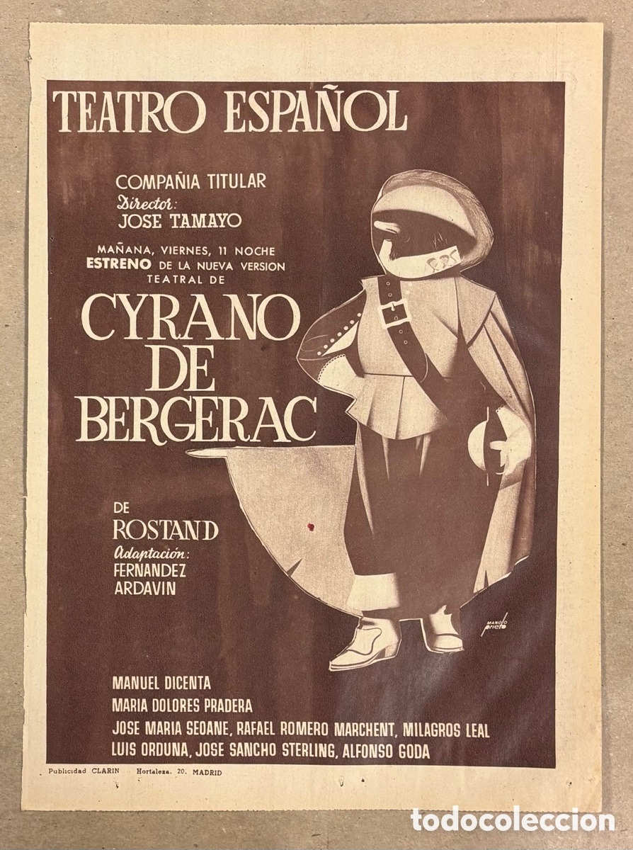 Otros art&iacute;culos de coleccionismo en papel: CYRANO DE BERGERAC (MARIA DOLORES PRADERA). ANUNCIO CARTEL TEATRO ESPA&Ntilde;OL PERI&Oacute;DICO ABC A&Ntilde;O 1955