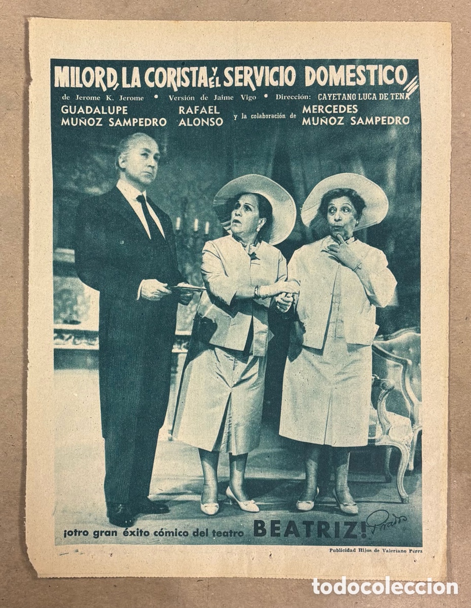 Otros art&iacute;culos de coleccionismo en papel: MILORD LA CORISTA Y EL SERVICIO DOM&Eacute;STICO. ANUNCIO CARTEL TEATRO PERI&Oacute;DICO ABC A&Ntilde;O 1961.